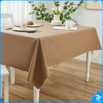 奶油风  PU防水防油纯色桌台布（暖沙色160*220cm）