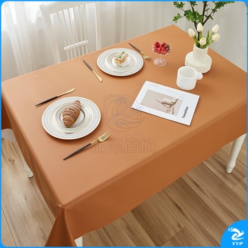 奶油风  PU防水防油纯色餐桌台布 （金茶棕90*140cm）