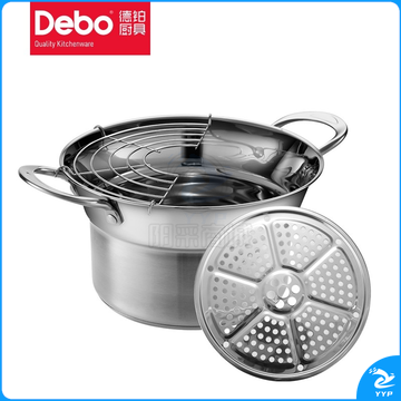 Debo德铂德勒斯汤锅304不锈钢炸锅汤蒸多用锅24cm DEP-684