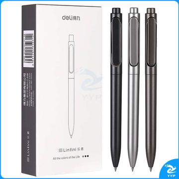 得力 A12 乐素金属中性笔0.5mm子弹头(黑)   12支/盒  按盒销售