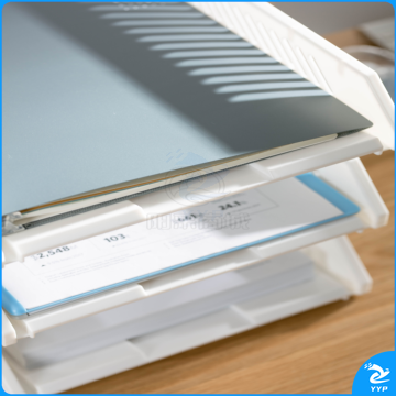 赞扬 83006蓝色办公室桌面多层文件架三层办公桌收纳架