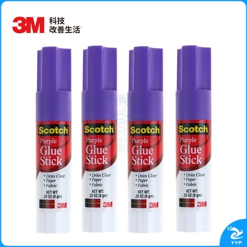 3M 胶棒 固体胶/固体胶棒/固体胶水 思高 PVP 胶棒紫色变色 办公用品 4支装 6108