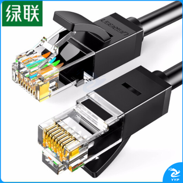 绿联 六类网线 CAT6类千兆八芯双绞非屏蔽跳线8芯 电脑宽带家用工程装修成品监控网络连接线 黑色8米