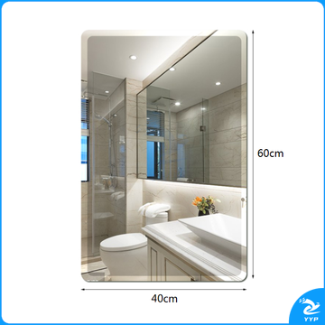 浴室穿衣镜 粘贴墙壁挂试衣镜子化妆镜 圆角斜边60*40cm （不含安装）