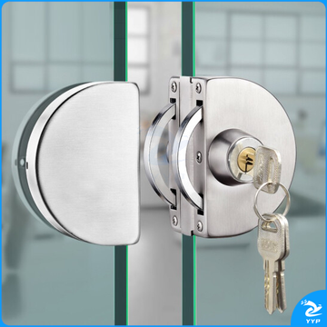 玻璃门锁 推拉玻璃锁 双门免开孔  适用于双边玻璃门，外面钥匙开启内面无