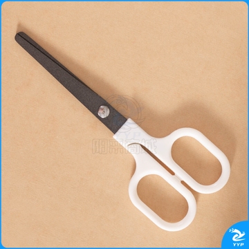 赞扬 1169手工剪刀家用办公不粘胶防剪手安全剪刀白色