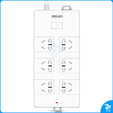 得力(deli) 新国标安全插座套装/插排/插线板/接线板/排插 总控 6位5米 18261