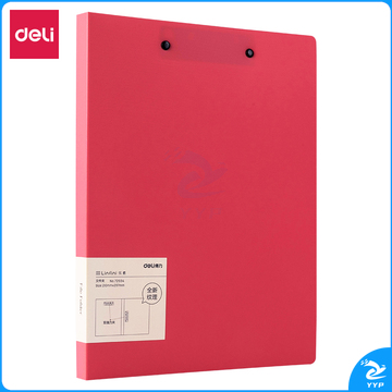 得力(deli)双强力夹硬文件夹乐素系列 加厚诗朗诵签约夹板 收纳试卷资料夹子 72594红色