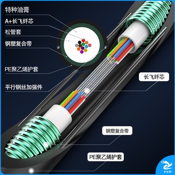 山泽（SAMZHE）铠装8芯单模室外光纤线GYXTW-8B1.3中心管式室外网线架空光缆 2000米 GYXTW-82000