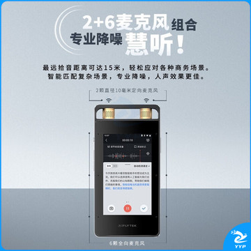 科大讯飞 SR502 智能录音笔 32G+10G云存储 专业录音高清降噪 实时在线离线转写翻译 视频转写 OCR识别 星空灰