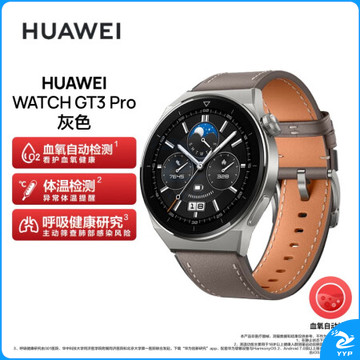 HUAWEI WATCH GT3 PRO 灰色真皮表带 华为手表 运动智能手表 强劲续航/蓝牙通话/ECG心电分析 46mm 灰色真皮表带